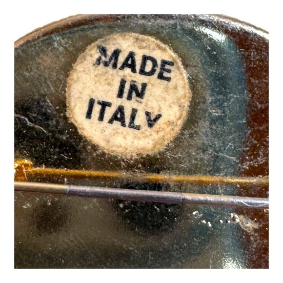 Vintage Italian Micro Mosaic Floral Bouquet Brooch Oval Pin Gold Tone Trimmed - Picture 3 of 5